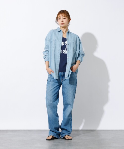 MICA&DEAL(マイカ&ディール)の「【MICA&DEAL /マイカアンドディール】Denim shirt / デニムシャツ(シャツ/ブラウス・メンズ・グレー/ライトブルー・フリー)」の4枚目の写真