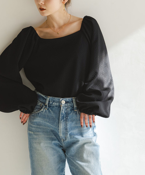 Noble（ノーブル）の「《追加》ボリュームスリーブドビーブラウス（シャツ/ブラウス・レディース・ブラック/ホワイト・FREE）」の21枚目の写真