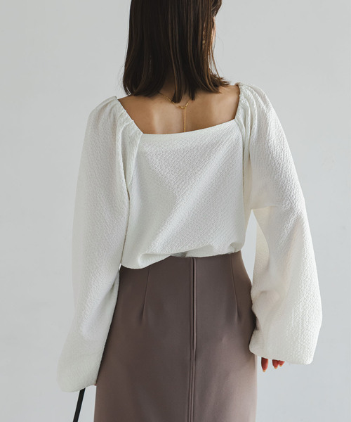 Noble（ノーブル）の「《追加》ボリュームスリーブドビーブラウス（シャツ/ブラウス・レディース・ブラック/ホワイト・FREE）」の5枚目の写真