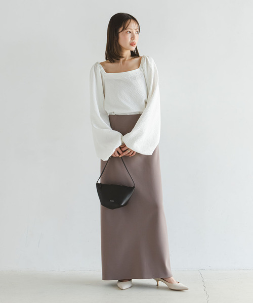 Noble（ノーブル）の「《追加》ボリュームスリーブドビーブラウス（シャツ/ブラウス・レディース・ブラック/ホワイト・FREE）」の6枚目の写真