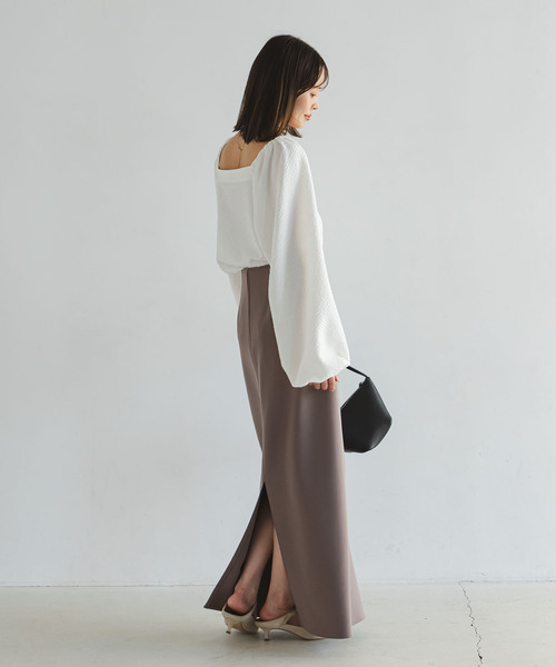 Noble（ノーブル）の「《追加》ボリュームスリーブドビーブラウス（シャツ/ブラウス・レディース・ブラック/ホワイト・FREE）」の7枚目の写真