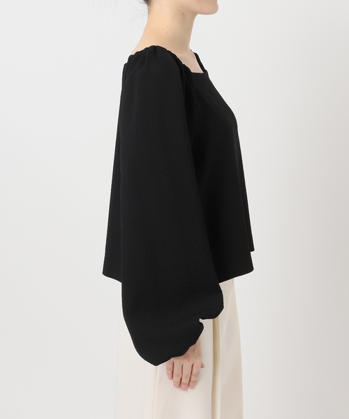 Noble（ノーブル）の「《追加》ボリュームスリーブドビーブラウス（シャツ/ブラウス・レディース・ブラック/ホワイト・FREE）」の12枚目の写真