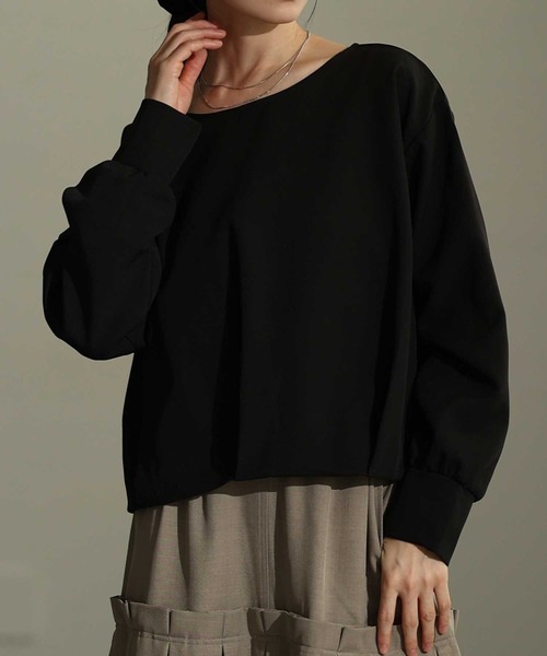 Sawa a la mode(サワアラモード)の「ライトポンチバルーンヘムプルオーバー(Tシャツ/カットソー・レディース・ブラック/サックスブルー/オフホワイト・FREE)」の1枚目の写真