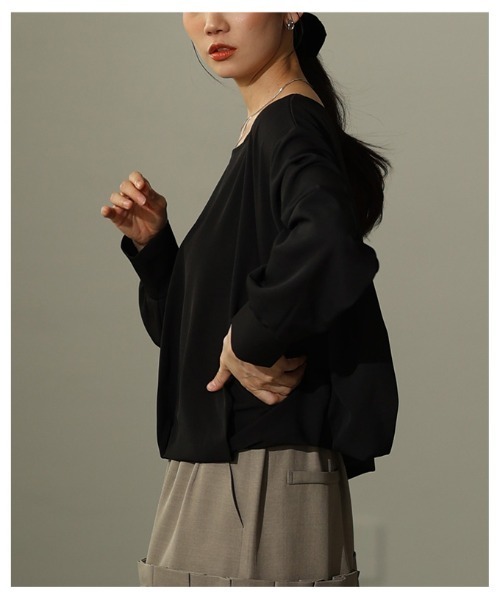 Sawa a la mode(サワアラモード)の「ライトポンチバルーンヘムプルオーバー(Tシャツ/カットソー・レディース・ブラック/サックスブルー/オフホワイト・FREE)」の6枚目の写真