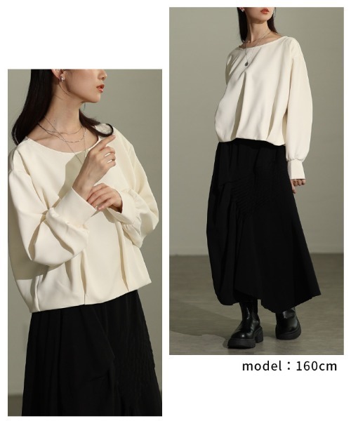 Sawa a la mode(サワアラモード)の「ライトポンチバルーンヘムプルオーバー(Tシャツ/カットソー・レディース・ブラック/サックスブルー/オフホワイト・FREE)」の12枚目の写真