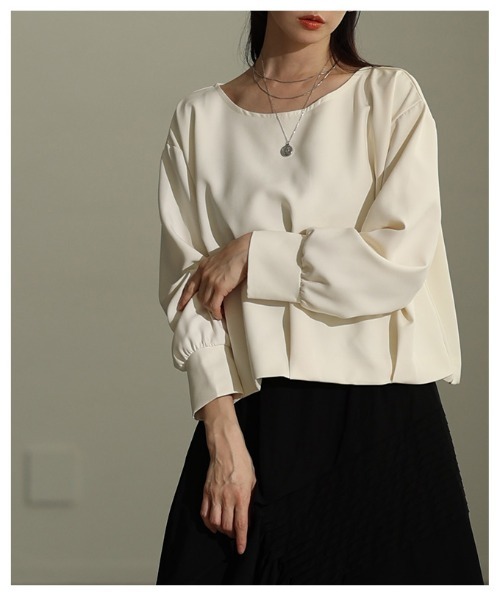 Sawa a la mode(サワアラモード)の「ライトポンチバルーンヘムプルオーバー(Tシャツ/カットソー・レディース・ブラック/サックスブルー/オフホワイト・FREE)」の16枚目の写真