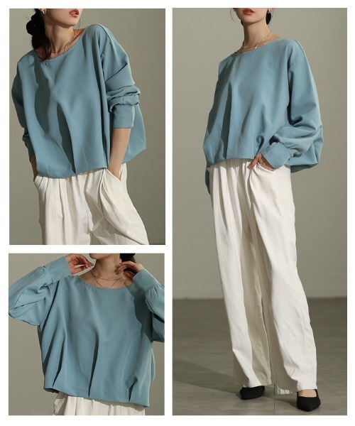Sawa a la mode(サワアラモード)の「ライトポンチバルーンヘムプルオーバー(Tシャツ/カットソー・レディース・ブラック/サックスブルー/オフホワイト・FREE)」の19枚目の写真