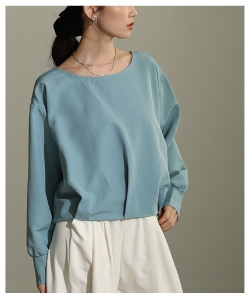 Sawa a la mode(サワアラモード)の「ライトポンチバルーンヘムプルオーバー(Tシャツ/カットソー・レディース・ブラック/サックスブルー/オフホワイト・FREE)」の20枚目の写真