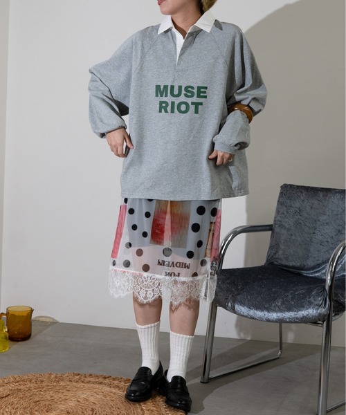 MIDVEIN（ミッドヴェイン）の「rugger long T（ポロシャツ・レディース・ブラック/杢グレー/イエロー・FREE）」の3枚目の写真