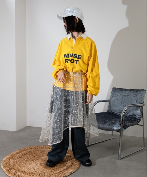 MIDVEIN（ミッドヴェイン）の「rugger long T（ポロシャツ・レディース・ブラック/杢グレー/イエロー・FREE）」の4枚目の写真