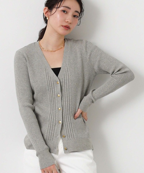 Gready Brilliant（グレディブリリアン）の「リブＶネックカーディガン（カーディガン/ボレロ・レディース・トップグレー/オフホワイト/レッド・FREE）」の2枚目の写真