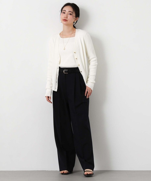 Gready Brilliant（グレディブリリアン）の「リブＶネックカーディガン（カーディガン/ボレロ・レディース・トップグレー/オフホワイト/レッド・FREE）」の4枚目の写真