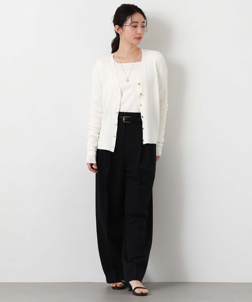 Gready Brilliant（グレディブリリアン）の「リブＶネックカーディガン（カーディガン/ボレロ・レディース・トップグレー/オフホワイト/レッド・FREE）」の7枚目の写真