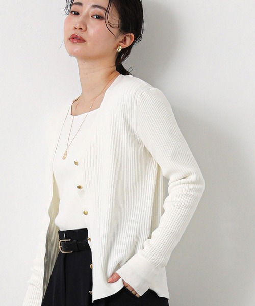 Gready Brilliant（グレディブリリアン）の「リブＶネックカーディガン（カーディガン/ボレロ・レディース・トップグレー/オフホワイト/レッド・FREE）」の12枚目の写真