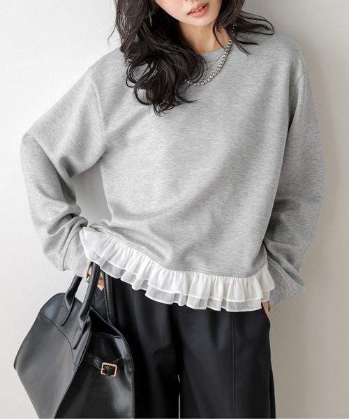 La-gemme（ラジェム）の「裾フリル プルオーバー（Tシャツ/カットソー・レディース・ホワイト/グレー/ブラック・フリー）」の4枚目の写真