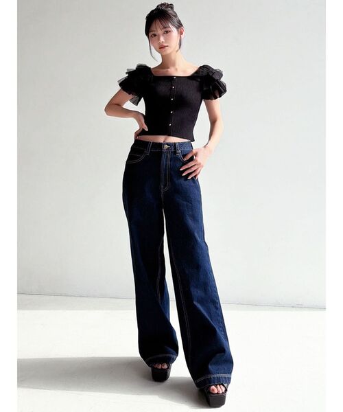 RESEXXY（リゼクシー）の「ショルダーフリルニットトップス（ニット/セーター・レディース・ブルー/ホワイト/ブラック・FREE）」の17枚目の写真