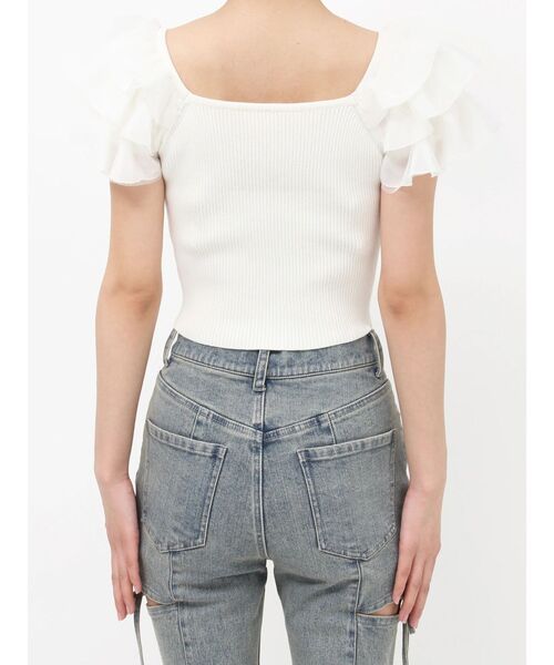 RESEXXY（リゼクシー）の「ショルダーフリルニットトップス（ニット/セーター・レディース・ブルー/ホワイト/ブラック・FREE）」の22枚目の写真