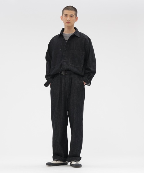 MHL.（エムエイチエル）の「BELGIAN LINEN COTTON JERSEY（Tシャツ/カットソー・メンズ・チャコール/ナチュラル・LARGE/MEDIUM）」の4枚目の写真