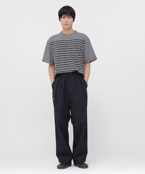 MHL.（エムエイチエル）の「BELGIAN LINEN COTTON JERSEY（Tシャツ/カットソー・メンズ・チャコール/ナチュラル・LARGE/MEDIUM）」の6枚目の写真