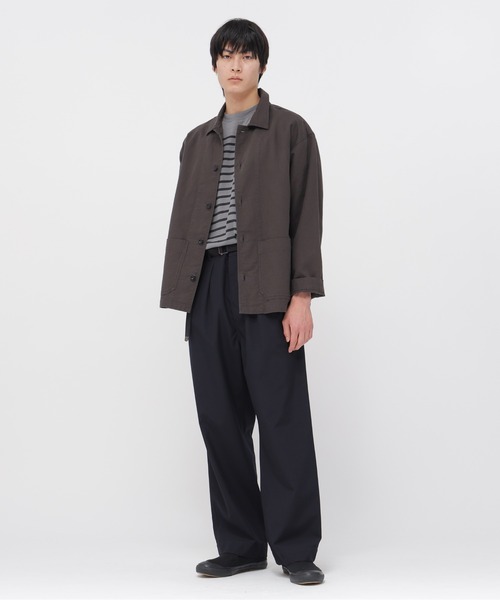 MHL.（エムエイチエル）の「BELGIAN LINEN COTTON JERSEY（Tシャツ/カットソー・メンズ・チャコール/ナチュラル・LARGE/MEDIUM）」の7枚目の写真