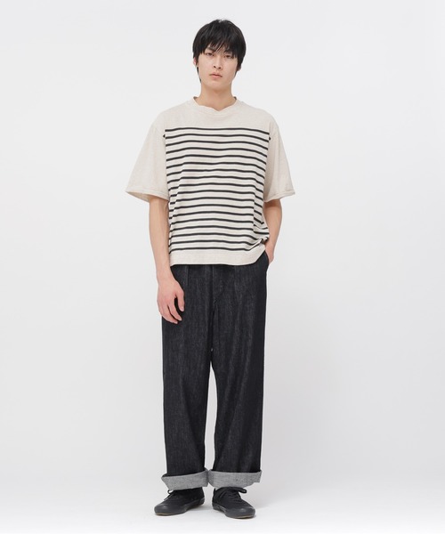 MHL.（エムエイチエル）の「BELGIAN LINEN COTTON JERSEY（Tシャツ/カットソー・メンズ・チャコール/ナチュラル・LARGE/MEDIUM）」の10枚目の写真