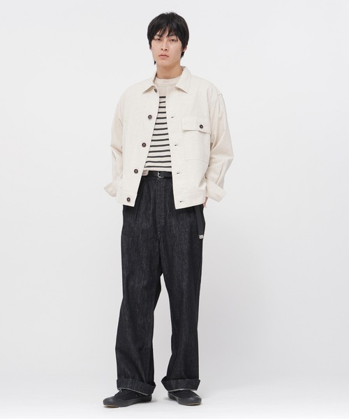 MHL.（エムエイチエル）の「BELGIAN LINEN COTTON JERSEY（Tシャツ/カットソー・メンズ・チャコール/ナチュラル・LARGE/MEDIUM）」の11枚目の写真
