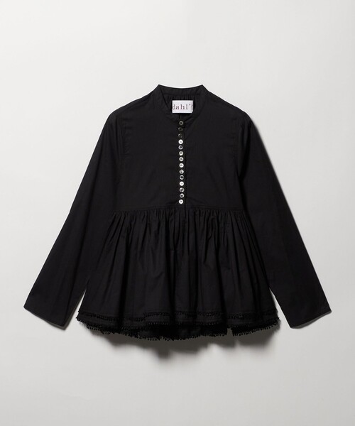 dahl'ia（ダリア）の「＜dahl’ia＞ヘム フレア ブラウス（シャツ/ブラウス・レディース・ホワイト/ブラック・FREE）」の2枚目の写真