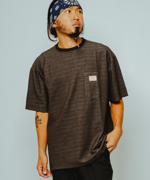 BIG MIKE（ビッグマイク）の「BIG MIKE ビックマイク/ ピグメント鹿の子 半袖 サングラスポケットTシャツ // 102628760（Tシャツ/カットソー・メンズ・サンドベージュ/スミクロ/ライトグレー/ダークブルー・MEDIUM/X-LARGE/LARGE）」の2枚目の写真