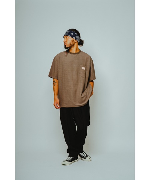 BIG MIKE（ビッグマイク）の「BIG MIKE ビックマイク/ ピグメント鹿の子 半袖 サングラスポケットTシャツ // 102628760（Tシャツ/カットソー・メンズ・サンドベージュ/スミクロ/ライトグレー/ダークブルー・MEDIUM/X-LARGE/LARGE）」の5枚目の写真