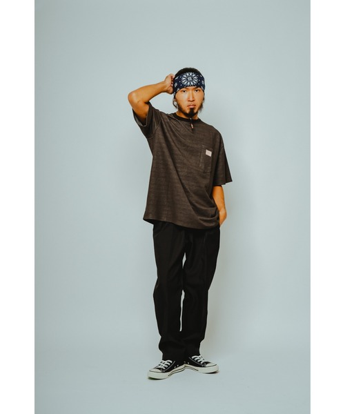 BIG MIKE（ビッグマイク）の「BIG MIKE ビックマイク/ ピグメント鹿の子 半袖 サングラスポケットTシャツ // 102628760（Tシャツ/カットソー・メンズ・サンドベージュ/スミクロ/ライトグレー/ダークブルー・MEDIUM/X-LARGE/LARGE）」の7枚目の写真
