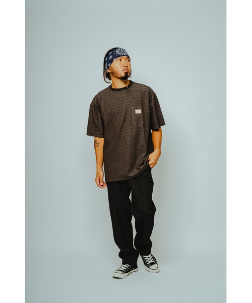 BIG MIKE（ビッグマイク）の「BIG MIKE ビックマイク/ ピグメント鹿の子 半袖 サングラスポケットTシャツ // 102628760（Tシャツ/カットソー・メンズ・サンドベージュ/スミクロ/ライトグレー/ダークブルー・MEDIUM/X-LARGE/LARGE）」の8枚目の写真