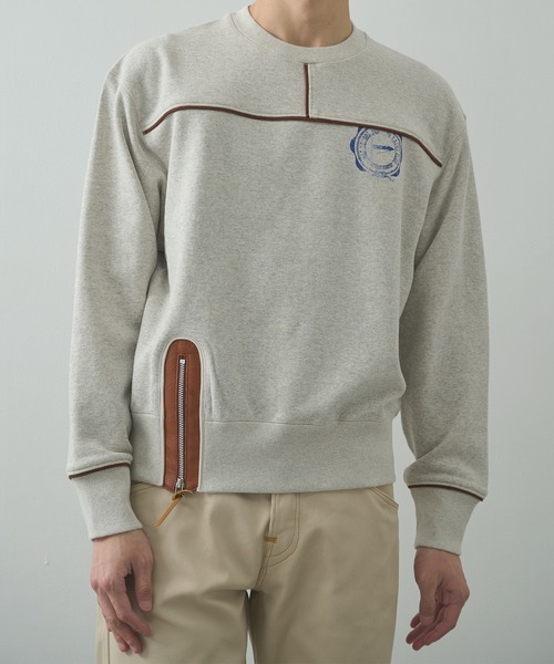 KHOKI/コッキ】Leather-Trimmed Sweatshirt（スウェット）｜KHOKI