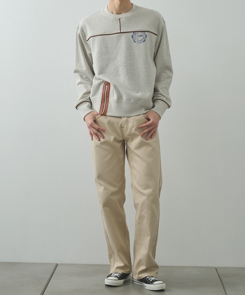 khoki ボタンスウェット　サイズ2 KHOKI/コッキ】Leather-Trimmed Sweatshirt（スウェット）｜KHOKI