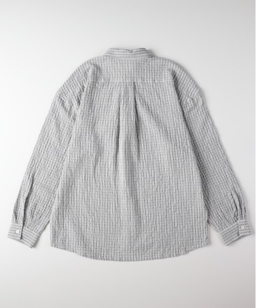 BACK NUMBER（バックナンバー）の「【BACK NUMBER】サッカーチェック長袖シャツ (速乾 / 旅行・出張 / オフィスカジュアル)（シャツ/ブラウス・メンズ・キナリ/ブルー/ブラック・M/L/XL/S）」の13枚目の写真