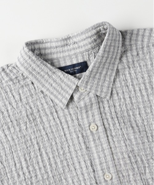 BACK NUMBER（バックナンバー）の「【BACK NUMBER】サッカーチェック長袖シャツ (速乾 / 旅行・出張 / オフィスカジュアル)（シャツ/ブラウス・メンズ・キナリ/ブルー/ブラック・M/L/XL/S）」の14枚目の写真