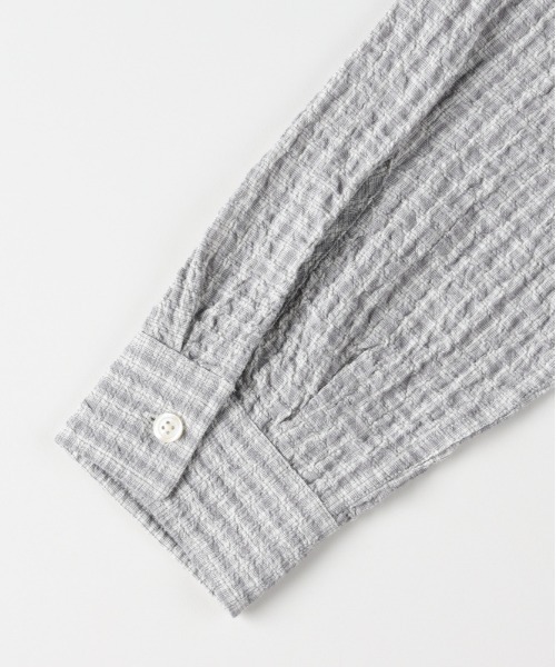 BACK NUMBER（バックナンバー）の「【BACK NUMBER】サッカーチェック長袖シャツ (速乾 / 旅行・出張 / オフィスカジュアル)（シャツ/ブラウス・メンズ・キナリ/ブルー/ブラック・M/L/XL/S）」の16枚目の写真