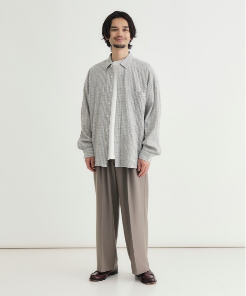 BACK NUMBER（バックナンバー）の「【BACK NUMBER】サッカーチェック長袖シャツ (速乾 / 旅行・出張 / オフィスカジュアル)（シャツ/ブラウス・メンズ・キナリ/ブルー/ブラック・M/L/XL/S）」の10枚目の写真