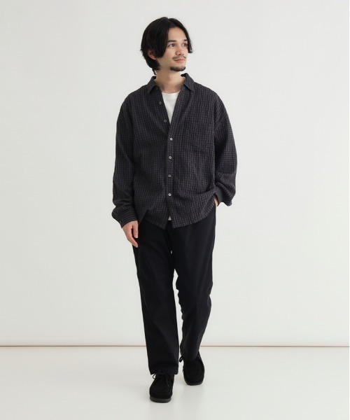 BACK NUMBER（バックナンバー）の「【BACK NUMBER】サッカーチェック長袖シャツ (速乾 / 旅行・出張 / オフィスカジュアル)（シャツ/ブラウス・メンズ・キナリ/ブルー/ブラック・M/L/XL/S）」の12枚目の写真