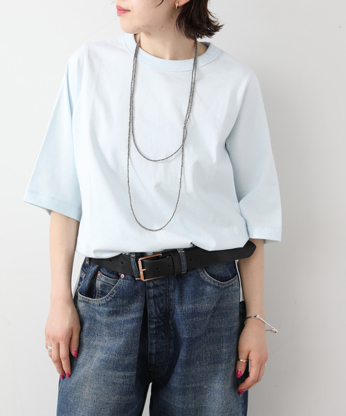 JOURNAL STANDARD LUXE（ジャーナルスタンダード　ラックス）の「クラシックテンジク クルーネックT（Tシャツ/カットソー・レディース・ブラック/サックスブルー/ホワイト/ライトグレー・MEDIUM/SMALL）」の4枚目の写真