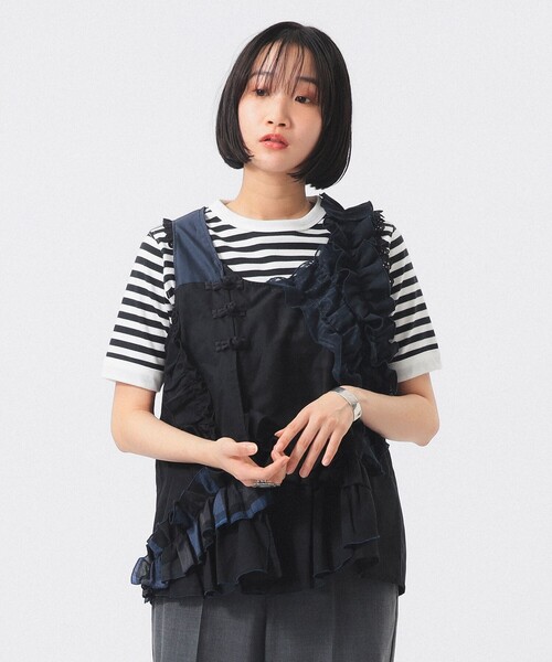 TORI-TO(トリト)の「【別注】TORI-TO / コラージュ ノースリーブ シャツ(シャツ/ブラウス・レディース・ネイビー/ホワイト・ONE SIZE)」の17枚目の写真