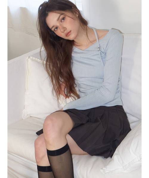 ETMON(エトモン)の「Buckle Strap T-Shirt, Light Blue(Tシャツ/カットソー・レディース・その他・F)」の1枚目の写真