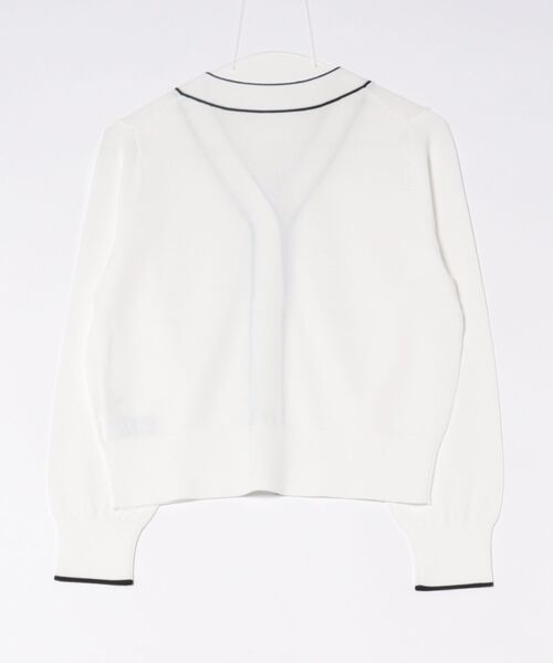 STRAWBERRY-FIELDS（ストロベリーフィールズ）の「ノアストレッチⅡ_バイカラーVネックカーディガン（カーディガン/ボレロ・レディース・ブラック/オフホワイト・2）」の3枚目の写真