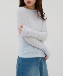 【umm.】ビジューリブシアーTシャツ