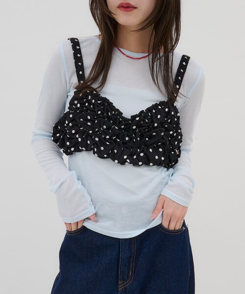 DISCOAT(ディスコート)の「【umm.】ビジューリブシアーTシャツ(Tシャツ/カットソー・レディース・サックスブルー/アイボリー/ベビーピンク・FREE)」の21枚目の写真