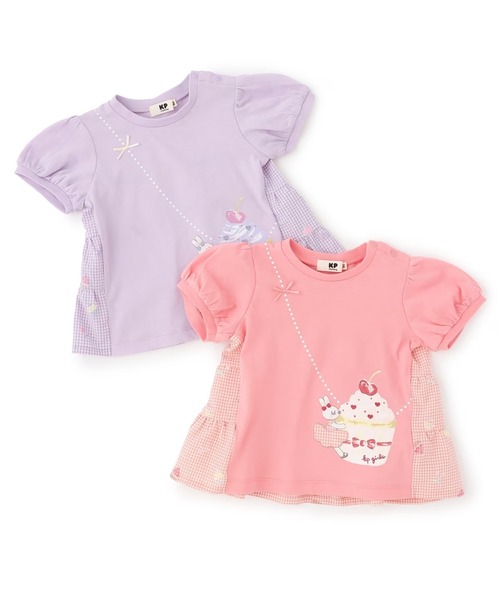 KP（ケーピー）の「天竺×先染チェック 半袖Tシャツ【虫よけ加工】（Tシャツ/カットソー・キッズ・ラベンダー/ピンク系その他・80ｃｍ/90cm/100cm）」の9枚目の写真