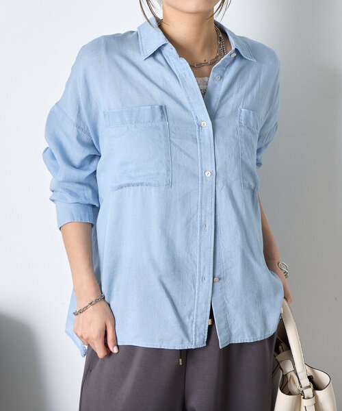 Jena espace merveilleux(ジェナ エスパスメルヴェイユ)の「【程よい抜け感】シアーデニムシャツ(シャツ/ブラウス・レディース・ブルー/ブラック/ブルー系その他・FREE)」の3枚目の写真
