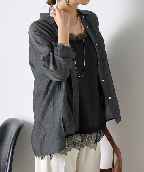 Jena espace merveilleux(ジェナ エスパスメルヴェイユ)の「【程よい抜け感】シアーデニムシャツ(シャツ/ブラウス・レディース・ブルー/ブラック/ブルー系その他・FREE)」の6枚目の写真