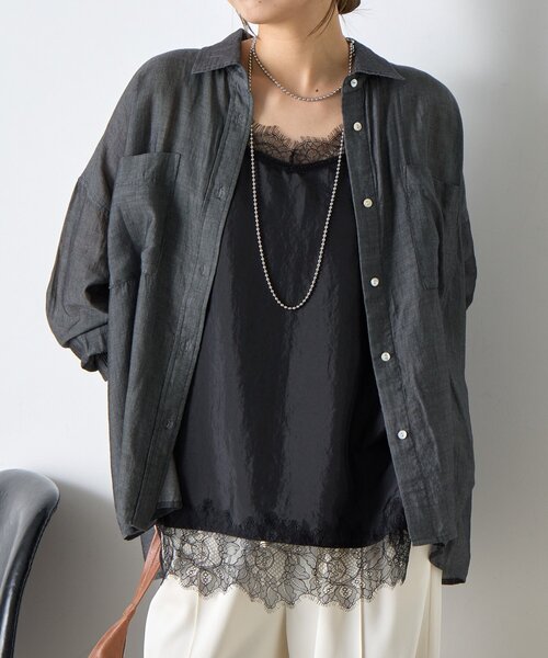 Jena espace merveilleux(ジェナ エスパスメルヴェイユ)の「【程よい抜け感】シアーデニムシャツ(シャツ/ブラウス・レディース・ブルー/ブラック/ブルー系その他・FREE)」の9枚目の写真