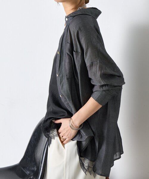 Jena espace merveilleux(ジェナ エスパスメルヴェイユ)の「【程よい抜け感】シアーデニムシャツ(シャツ/ブラウス・レディース・ブルー/ブラック/ブルー系その他・FREE)」の15枚目の写真