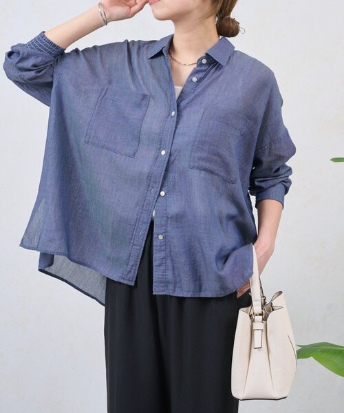 Jena espace merveilleux(ジェナ エスパスメルヴェイユ)の「【程よい抜け感】シアーデニムシャツ(シャツ/ブラウス・レディース・ブルー/ブラック/ブルー系その他・FREE)」の17枚目の写真